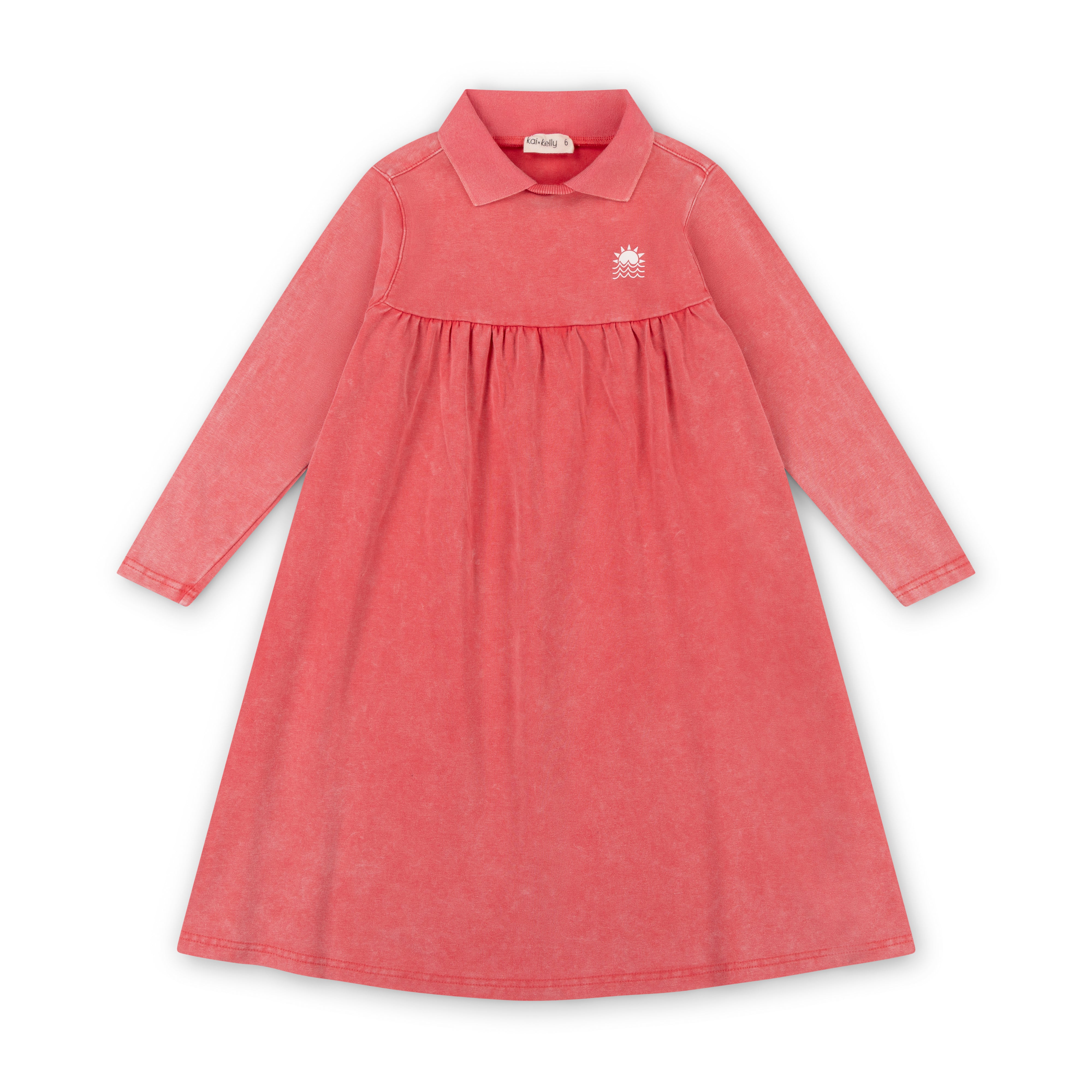 pink long sleeve dress with peter pan collar Colorburst Collar Dress – Kai and Kelly