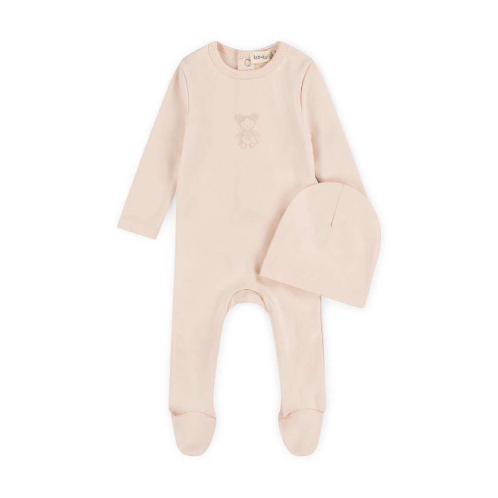 Cotton Character Footie And Beanie Set