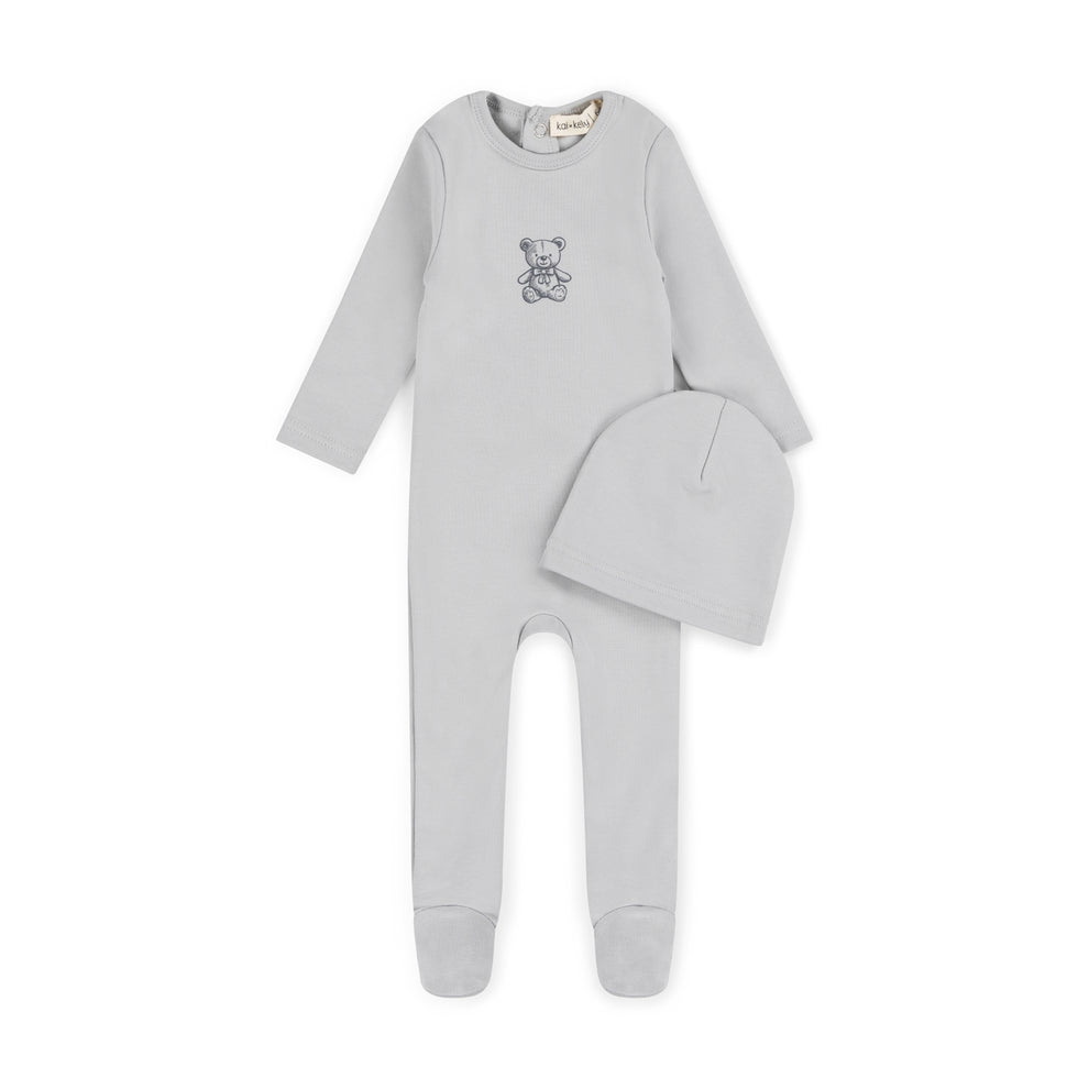 Cotton Bear Footie And Beanie Set