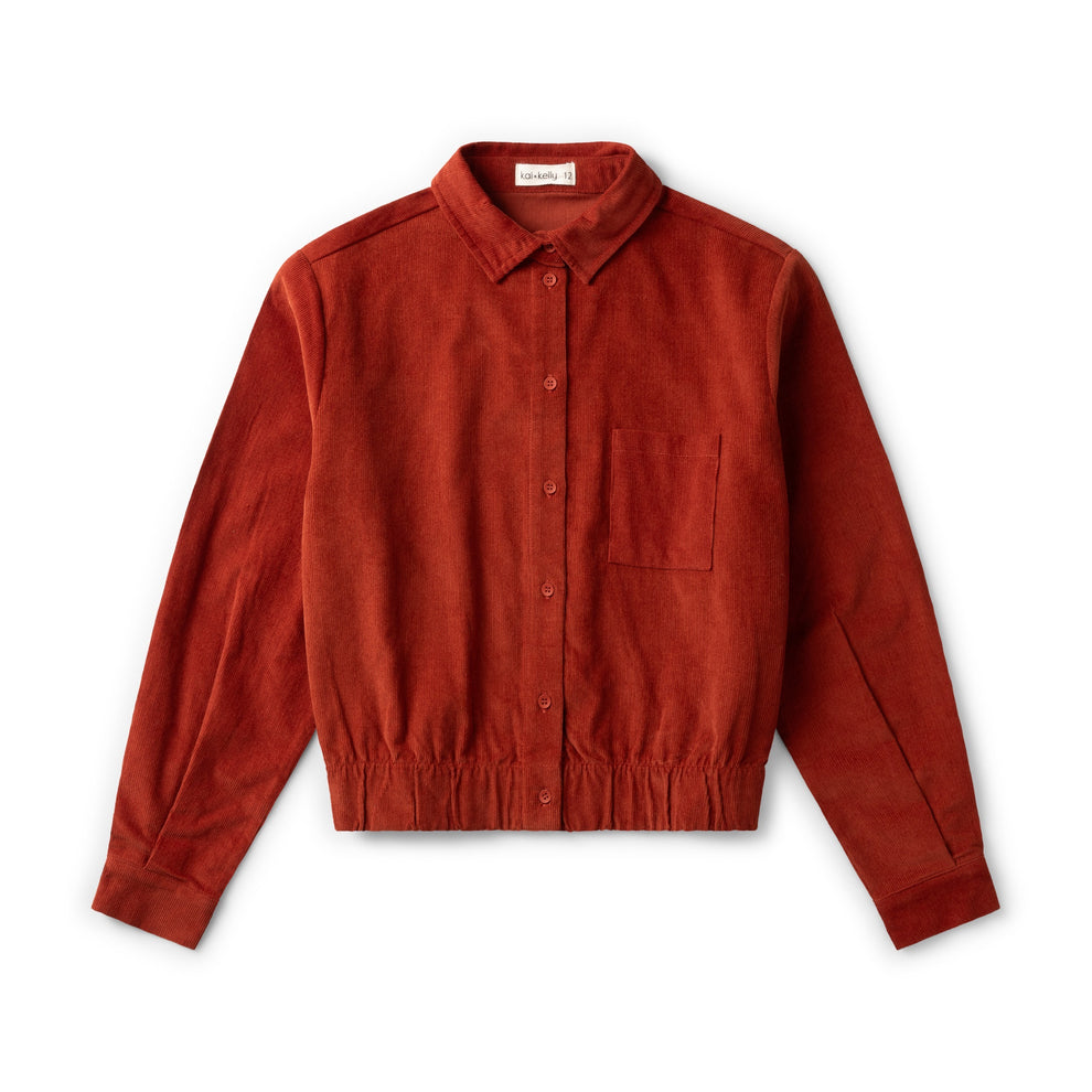 Rust Corduroy Cropped Shirt