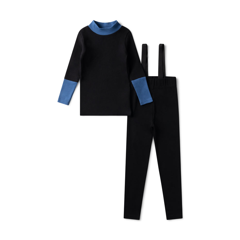 Rib Suspender Leggings & Mockneck Set