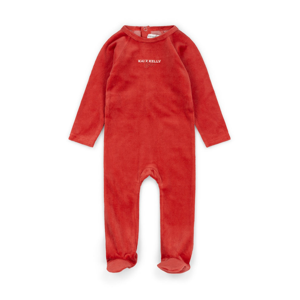 Velour Embroidered Footie