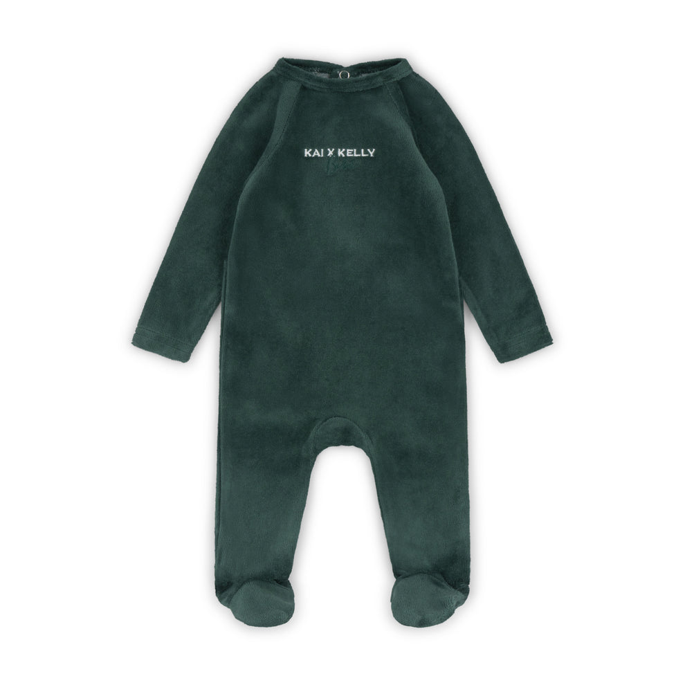 Velour Embroidered Footie